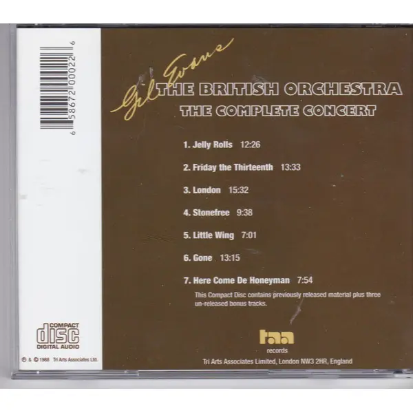 Gil Evans - The British Orchestra - The Compilationlete Concert (CD, Album) - NM/VG+ - Classical33.co.uk