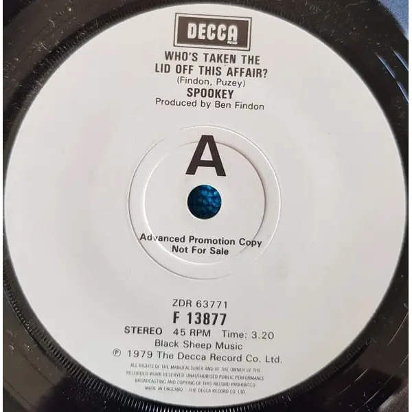 Spookey - Who's Taken The Lid Off This Affair? 7 Inch Vinyl Single (7 Inch Record, Promo) - NM/VG+ - Classical33.co.uk