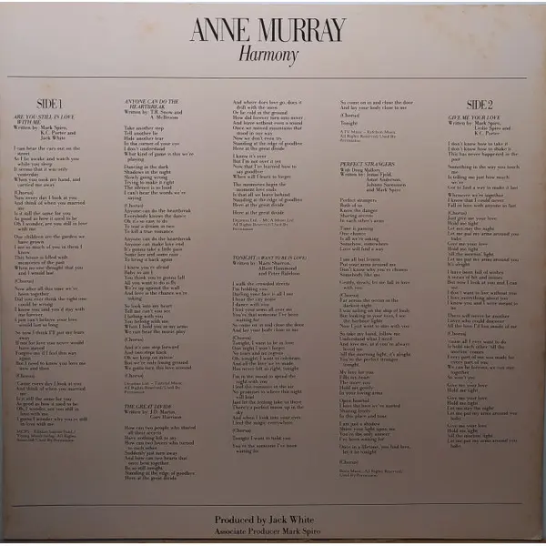 Anne Murray - Harmony Vinyl LP (LP Record, Album) - NM/NM - Classical33.co.uk