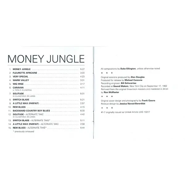 Duke Ellington - Money Jungle (CD, Album) - NM/NM - Classical33.co.uk