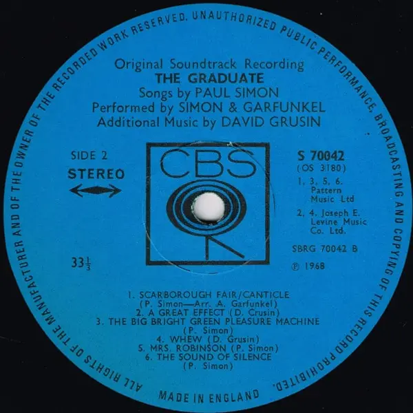 Simon and Garfunkel, Dave Grusin - The Graduate (Original Soundtrack) Vinyl LP (LP Record, Album) - VG+/VG - Classical33.co.uk