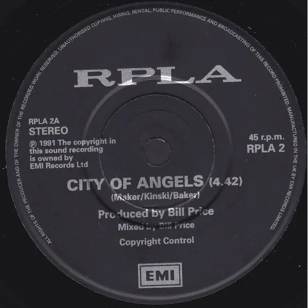 RPLA - City Of Angels 7 Inch Vinyl Single (7 Inch Record) - VG+/VG+ - Classical33.co.uk
