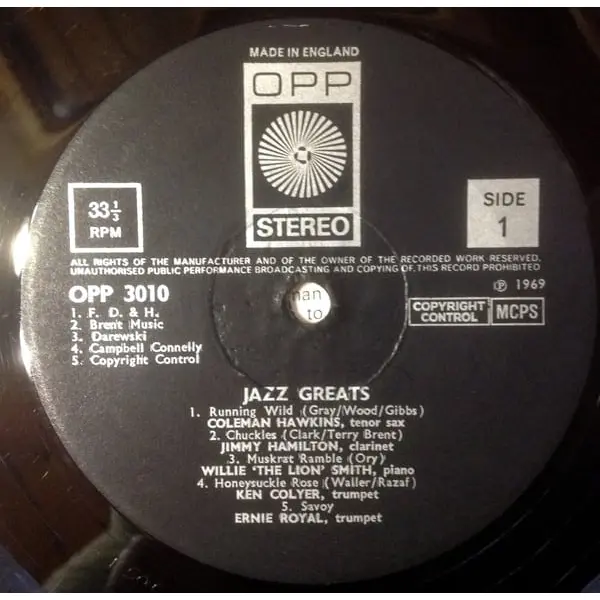 Jazz Greats Vinyl LP (LP Record, Compilation) - NM/VG+ - Classical33.co.uk
