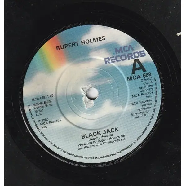Rupert Holmes - Blackjack 7 Inch Vinyl Single (7 Inch Record) - VG+/VG+ - Classical33.co.uk