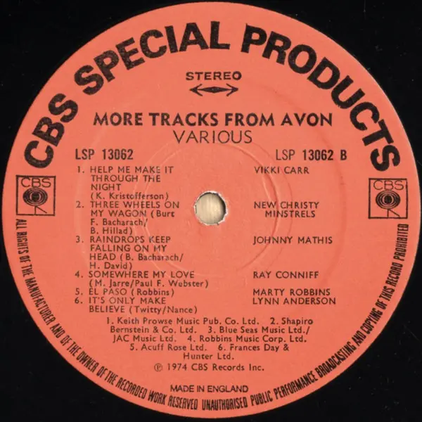 More Tracks From Avon Vinyl LP (LP Record, Compilation) - M/NM - Classical33.co.uk