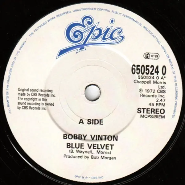 Bobby Vinton - Blue Velvet 7 Inch Vinyl Single (7 Inch Record) - NM/VG - Classical33.co.uk