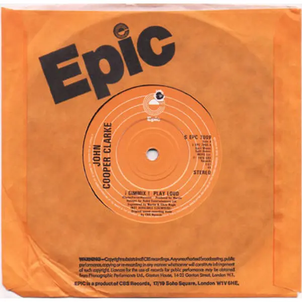 John Cooper Clarke (7 INCH) - ¡ Gimmix ! Play Loud - All City Records