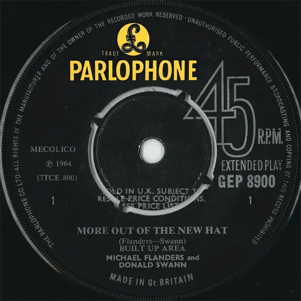 Flanders and Swann - More Out Of The New Hat 7 Inch Vinyl Single (7 Inch Record, EP) (Jukebox Record) - NM/VG+ - Classical33.co.uk