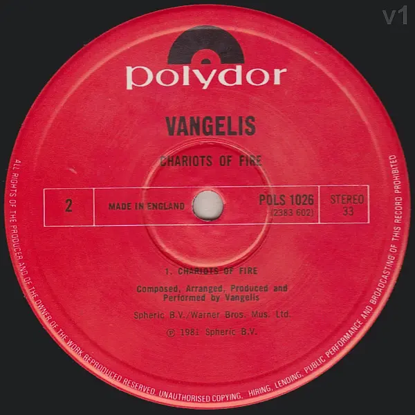 Vangelis - Chariots Of Fire Vinyl LP (LP Record, Album) - NM/VG+ - Classical33.co.uk