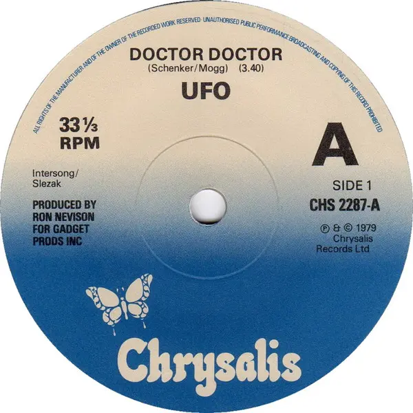 UFO - Doctor Doctor 7 Inch Vinyl Single (7 Inch Record, Clear Vinyl) - NM/VG - Classical33.co.uk