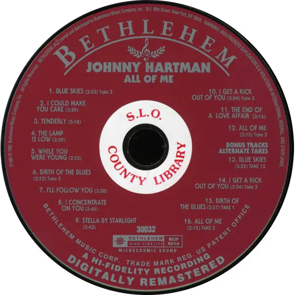 Johnny Hartman - All Of Me (CD, Album) - NM/VG+ - Classical33.co.uk
