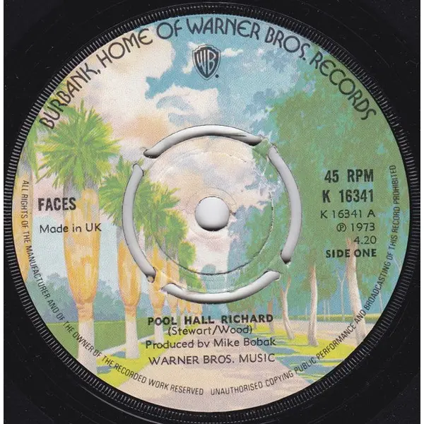 Faces - Pool Hall Richard 7 Inch Vinyl Single (7 Inch Record) (Jukebox Record) - NM/VG+ - Classical33.co.uk