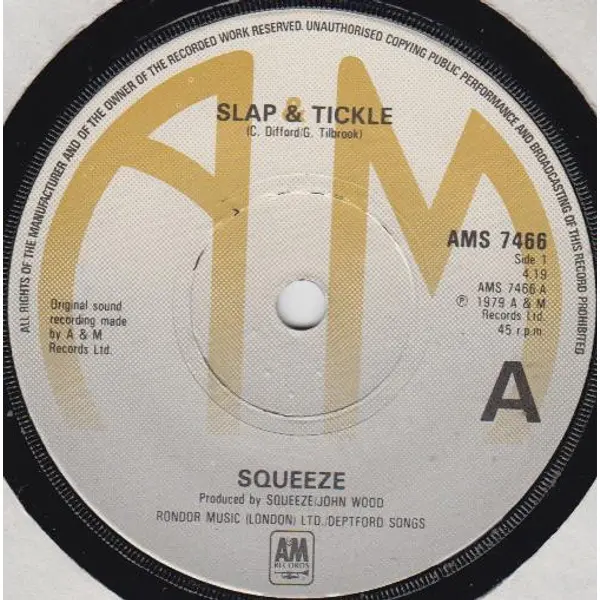 Squeeze - Slap Tickle 7 Inch Vinyl Single (7 Inch Record) - VG+/VG+ - Classical33.co.uk