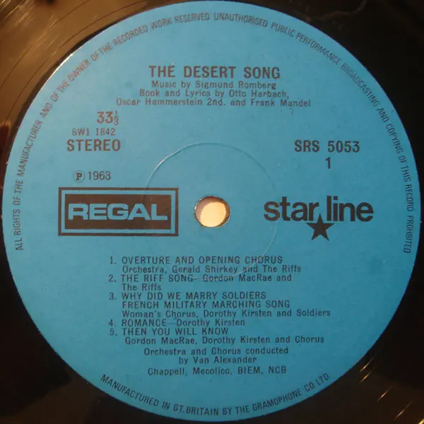 Sigmund Romberg / Gordon MacRae / Dorothy Kirsten / Van Alexander - The Desert Song Vinyl LP (LP Record) - NM/VG+ - Classical33.co.uk